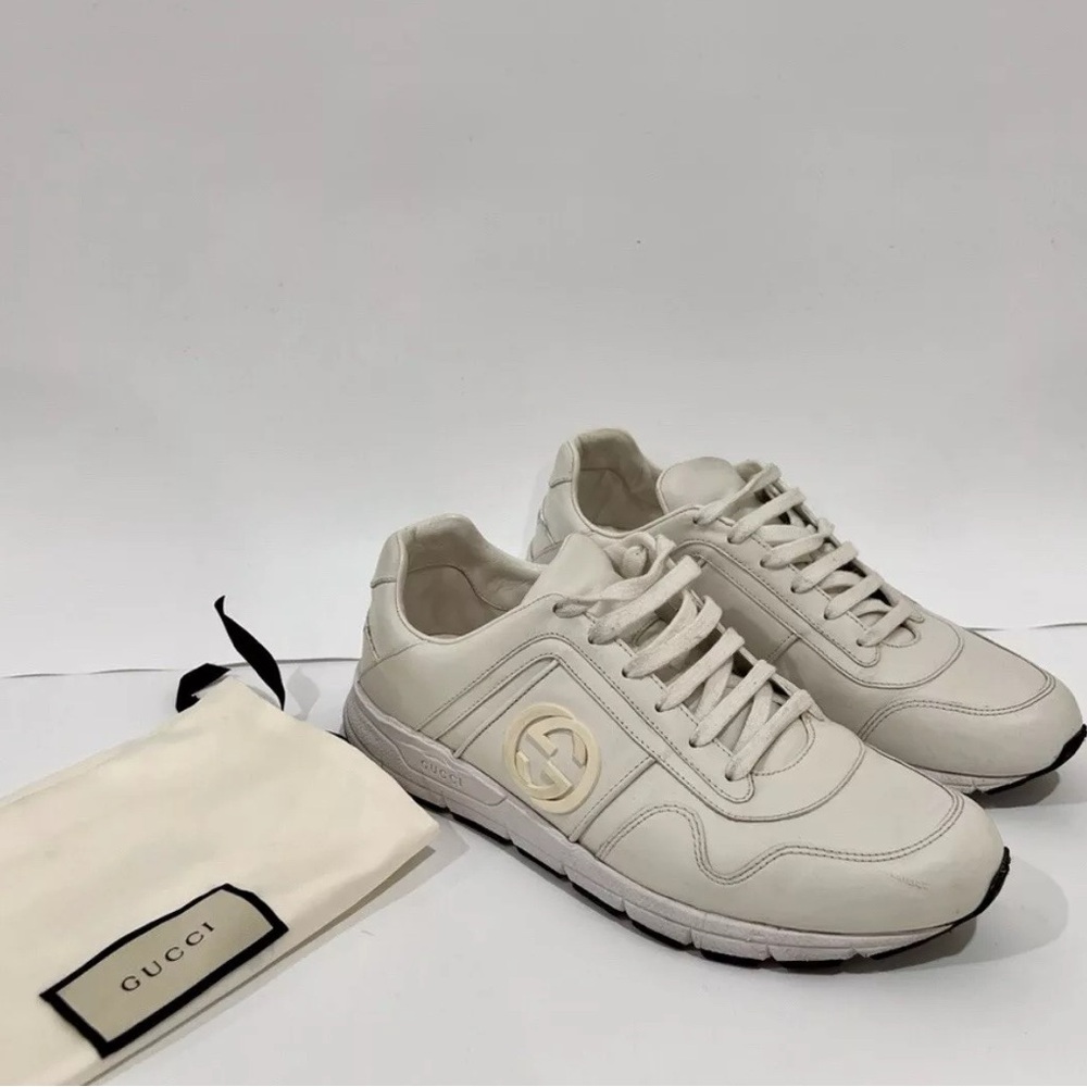 Gucci men white leather Sneakers